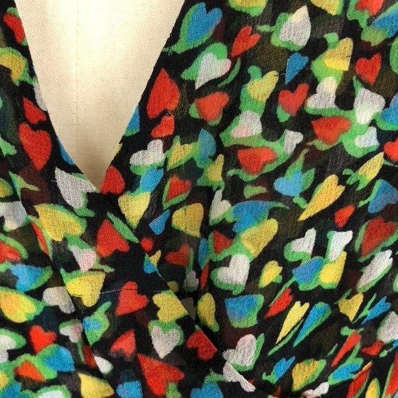 Odille Silk Flouncy Babydoll Heart Pattern Blouse - Picture 8 of 8